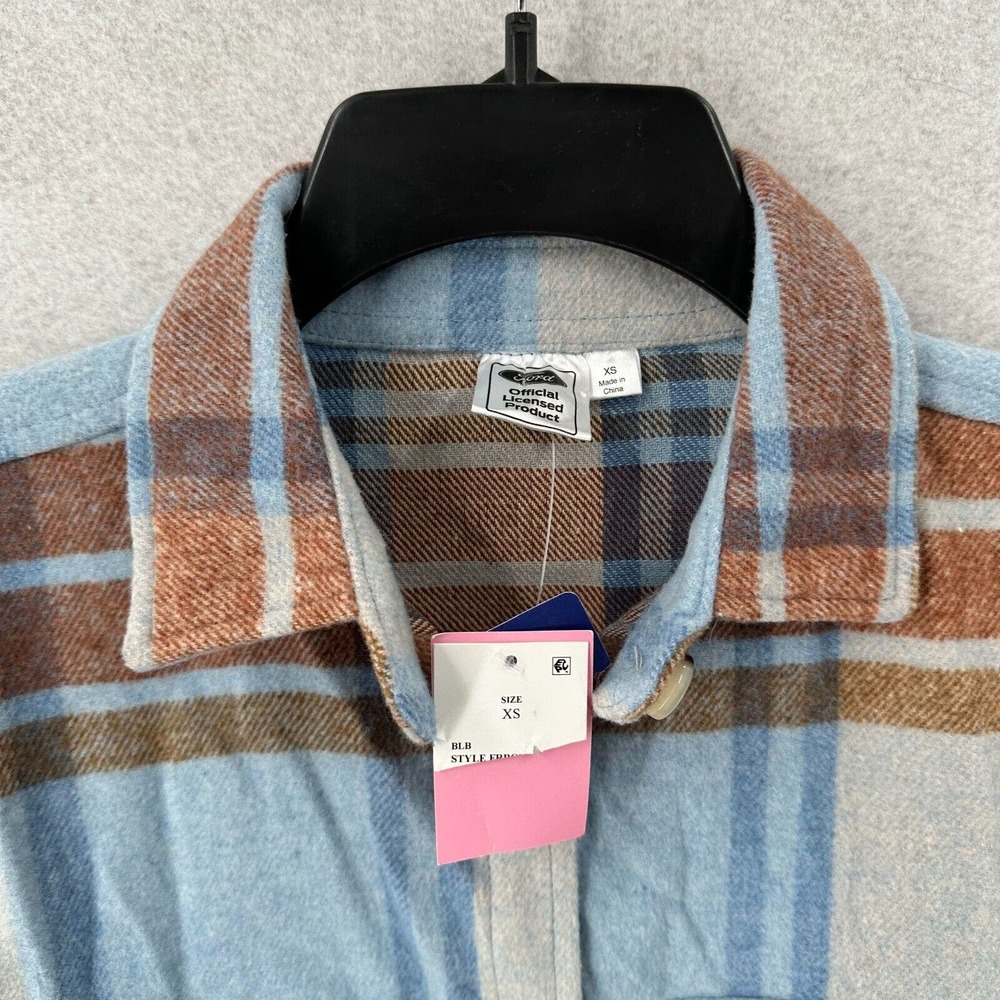 NWT Ford Bronco Graphic Shacket Flannel Shirt Womens XS Long Sleeve Plaid‎ - Picture 6 of 14